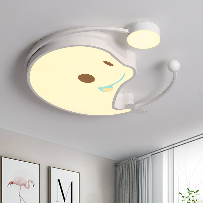 Dolphin Baby Room LED Flush Mount Acrylic Cartoon Close to Ceiling Lighting in Pink/White/Blue