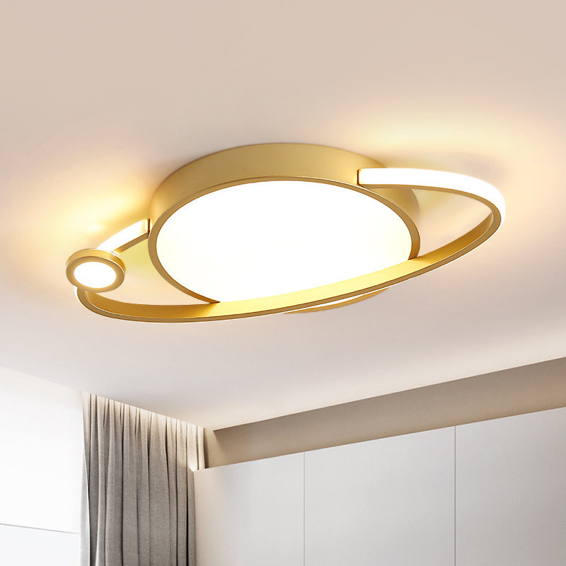 Niños Orbit de aluminio Flush Lige LED FLUSH MONTING LIGHT en oro, luz cálida/blanca