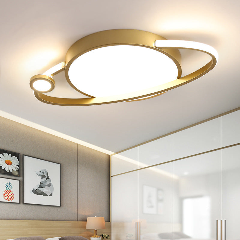 Kids Orbit Aluminum Flush Light LED Flush Mounted Ceiling Light in Gold, Warm/White Light