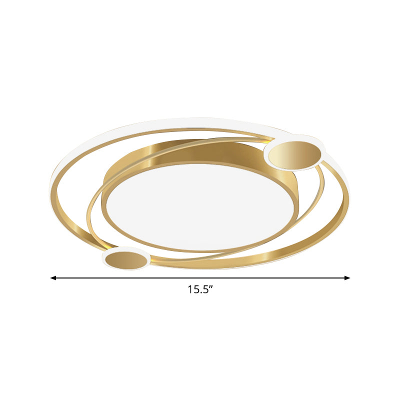 Planeta de orbit dorado techo de techo al rasa de luz acrílico led achusta de montaje de montaje en luz cálida/blanca
