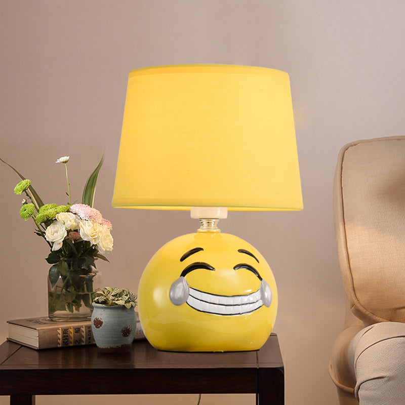 Cartoon 1 Head Desk Lamp with Porcelain White/Yellow Smile/Star/Plant Reading Book Light for Study Room