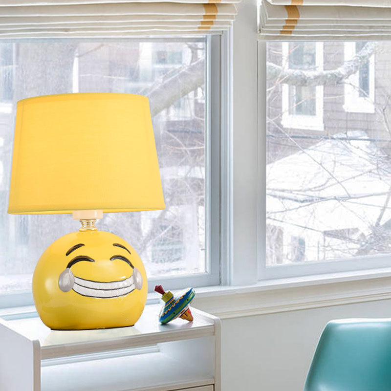 Cartoon 1 Head Desk Lamp with Porcelain White/Yellow Smile/Star/Plant Reading Book Light for Study Room