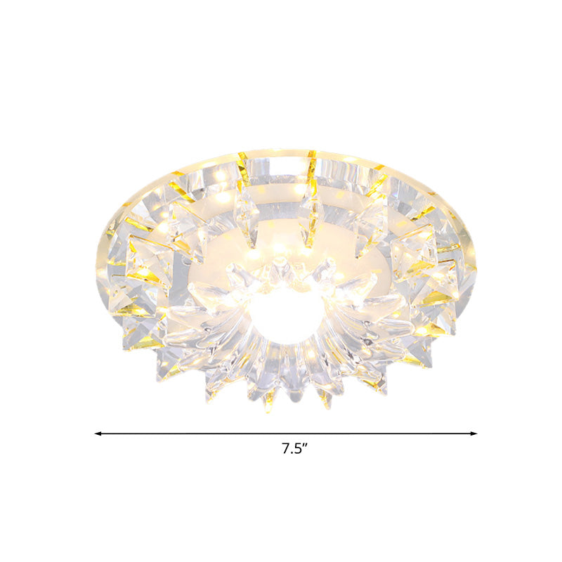 LED -spoelbevestiging Minimalistisch Corridor plafondlamp met bloemenheldere kristalschaduw in warm/wit/multi -kleurenlicht