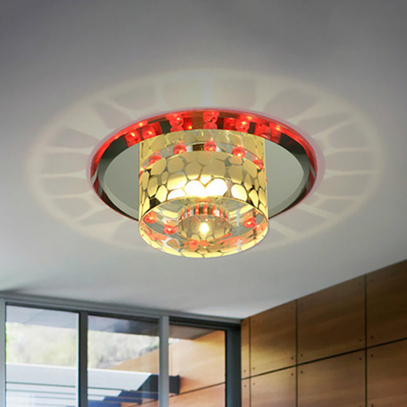 Modernism Cylinder Flushmount Lighting LED Clear Crystal Ceiling Mount for Living Room