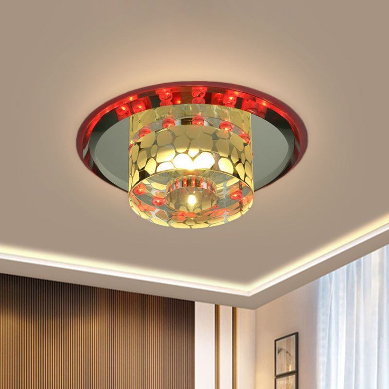 Modernism Cylinder Flushmount Lighting LED Clear Crystal Ceiling Mount for Living Room