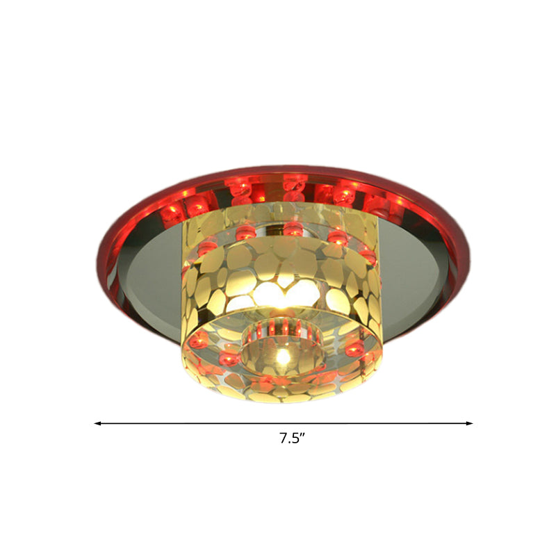 Modernism Cylinder Flushmount Lighting LED Clear Crystal Ceiling Mount for Living Room