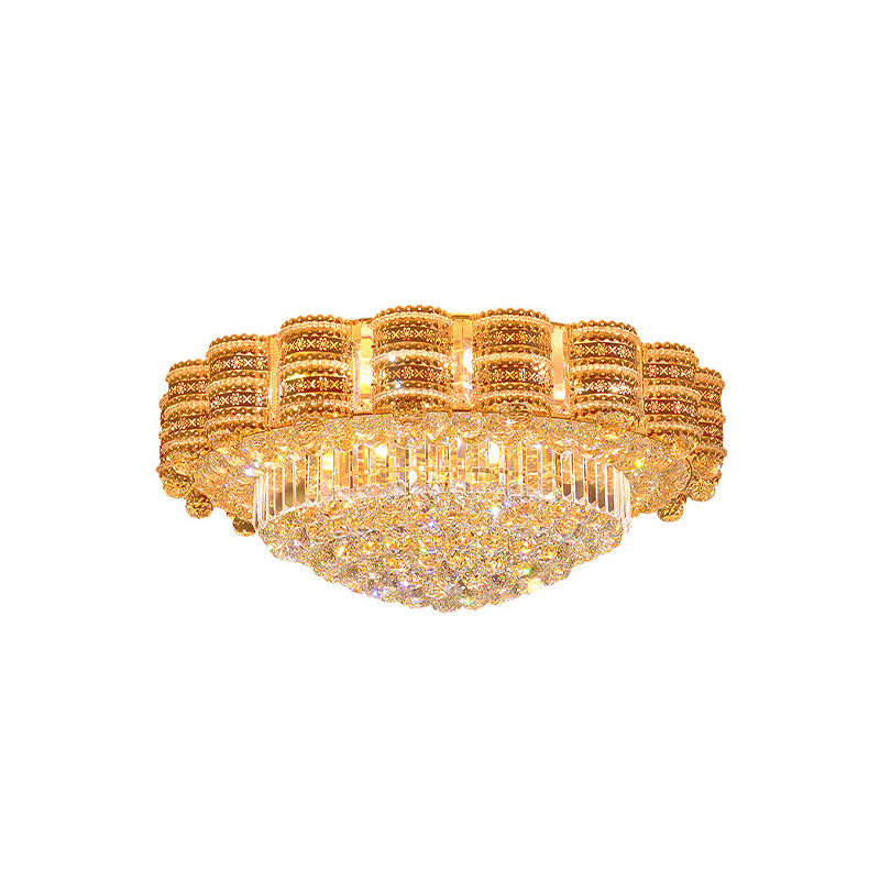 7-Bulb Blossom Flush Ceiling Light Minimal Gold Finish Crystal Ball Flush Mount Lighting Fixture