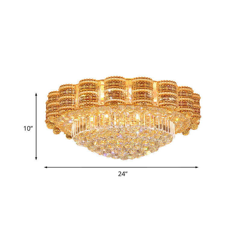 7-Bulb-Blüte Bündel Deckenleuchte minimaler Gold Finish-Kristallkugel Flush-Halterung Beleuchtung