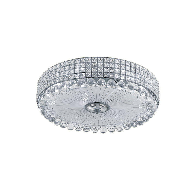 Round Inserted Crystal Flush Light Contemporary 16"/24" Wide LED Bedroom Close to Ceiling Lamp in Silver/Gold