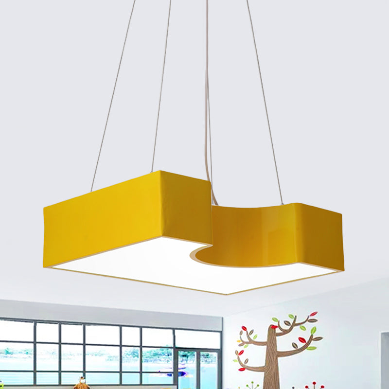 Arch Bridge Kindergarten Hanging Light Acrylic Kids LED Pendant Lighting Fixture in Red/Blue/Yellow