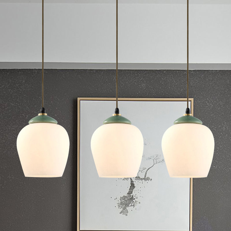 Tulp/Bell weißes Glas Cluster Anhänger Klassiker 3 Köpfe Wohnzimmer Deckenhängung Lampe mit Keramikoberteil