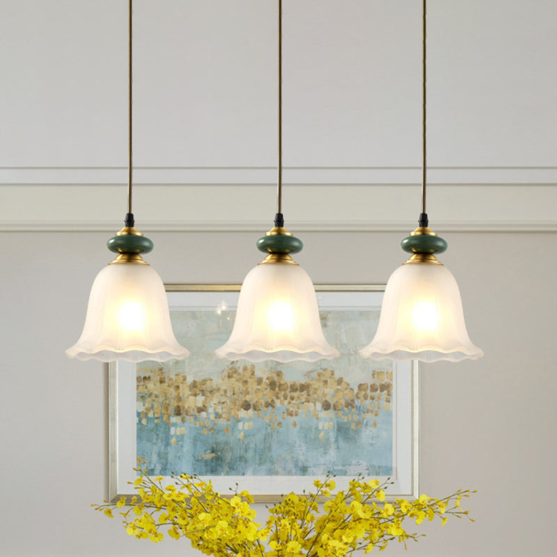 3 koppen cluster hanglamp vintage bell wit glas hangende lamp met keramische dop voor eetkamer