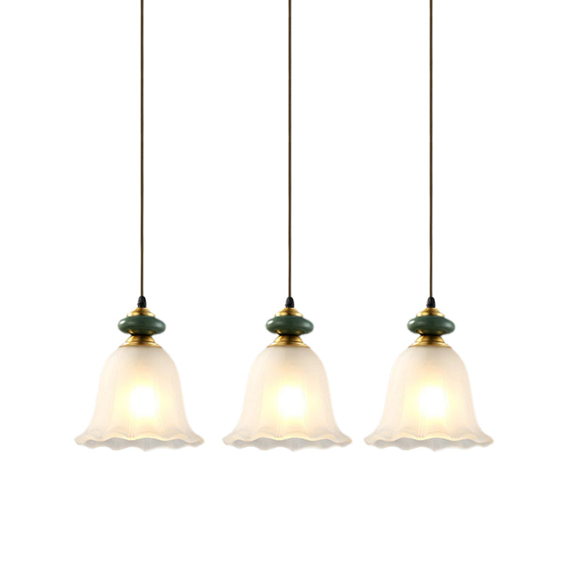 3 koppen cluster hanglamp vintage bell wit glas hangende lamp met keramische dop voor eetkamer