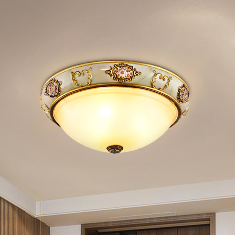 Dome leggera a filo in ottone in ottone opale 2/3 teste lampada a soffitto rurale per camera da letto