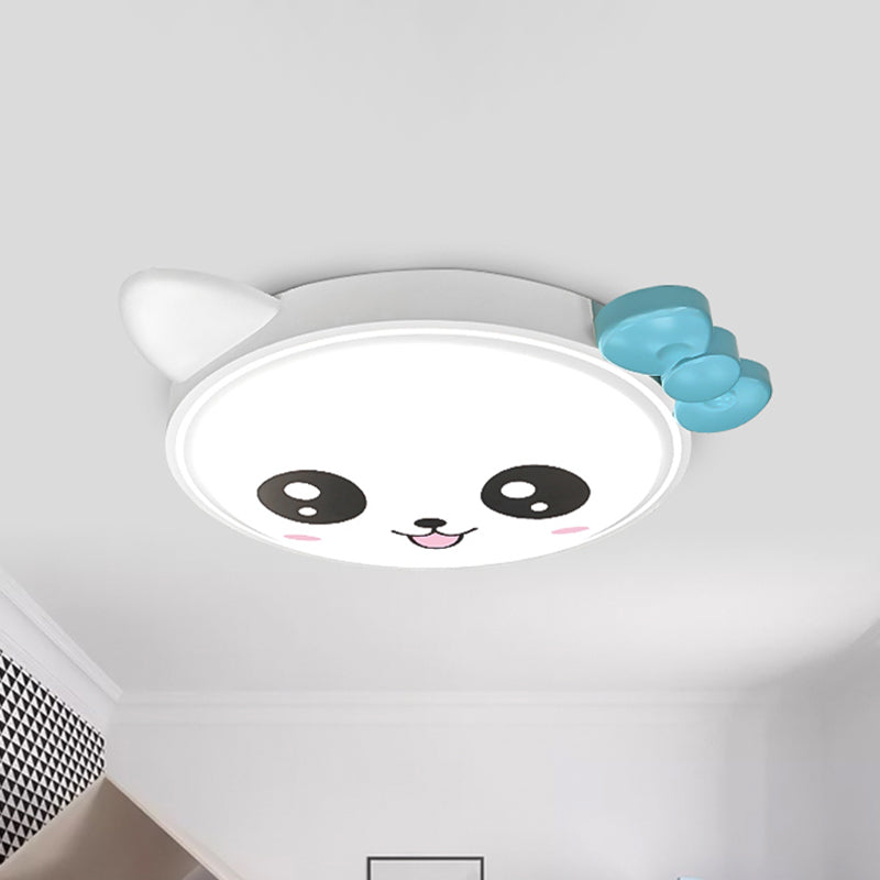 Kitty Girl's Bedroom Ceiling Flush Acrylic Cartoon LED Flush Mount Lighting in Pink/White