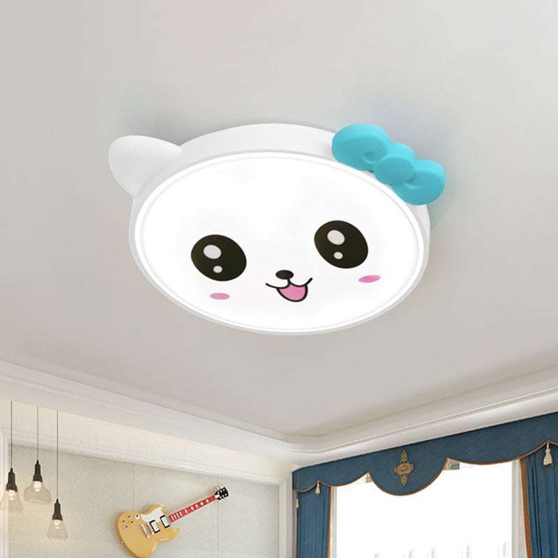 Kitty Girl's Bedroom Ceiling Flush Acrylic Cartoon LED Flush Mount Lighting in Pink/White