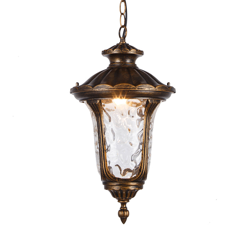 Urn Shade Patio Pendant Light Farmhouse Clear Dimple Verre 1 tête Black / Bronze Finis