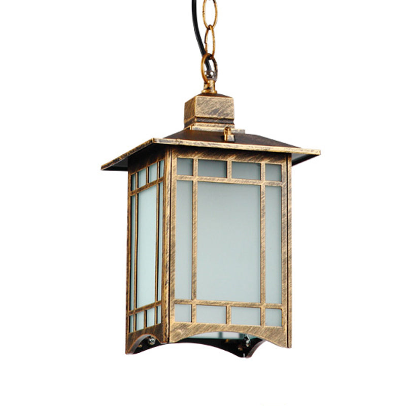 1 Kopf Opalglas Anhänger Beleuchtung Land Bronze Laternen Schatten Außenhänge Hanging Light Kit