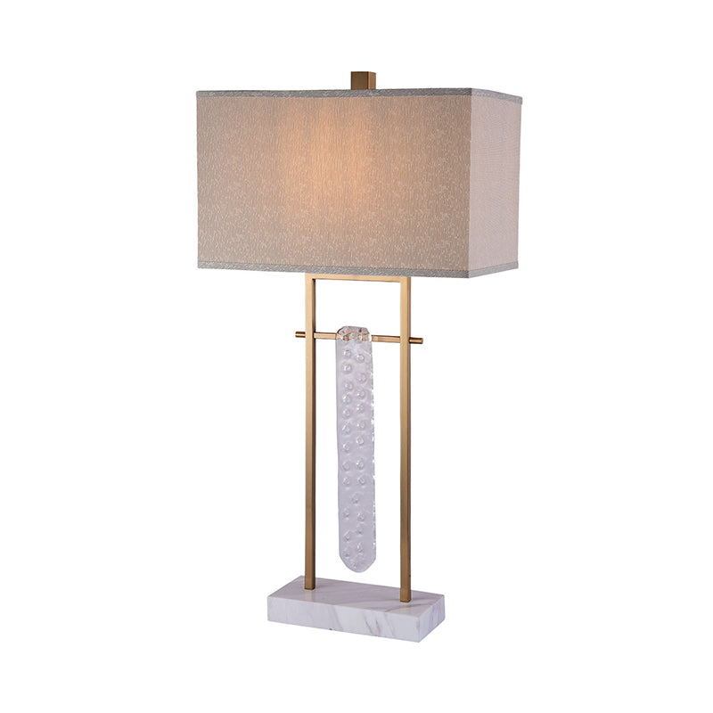 Fabric Rectangle Night Lighting Classic 1 Head Bedroom Table Lamp with Crystal Accent