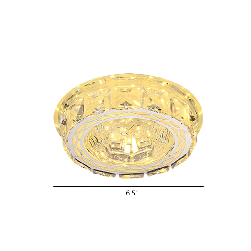 LED Ceiling Flush Light Modern Mini Round/Square Clear Crystal Flushmount Lighting for Hallway