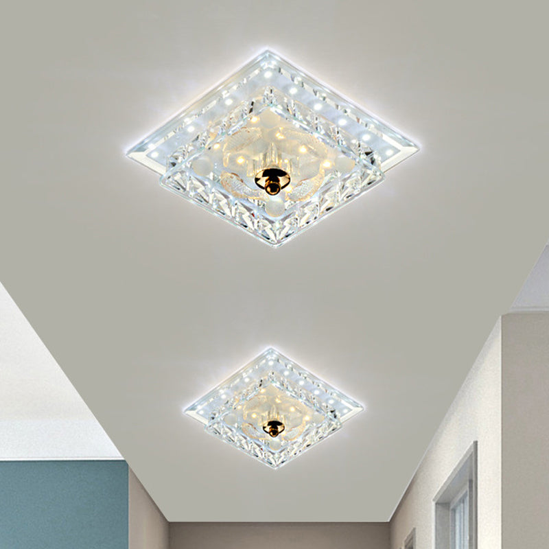 Luce mini a filo mini di cristallo trasparente Simple Passage 7 "/9.5" LED LED FLUSH APPLEMENTO APPLICATO