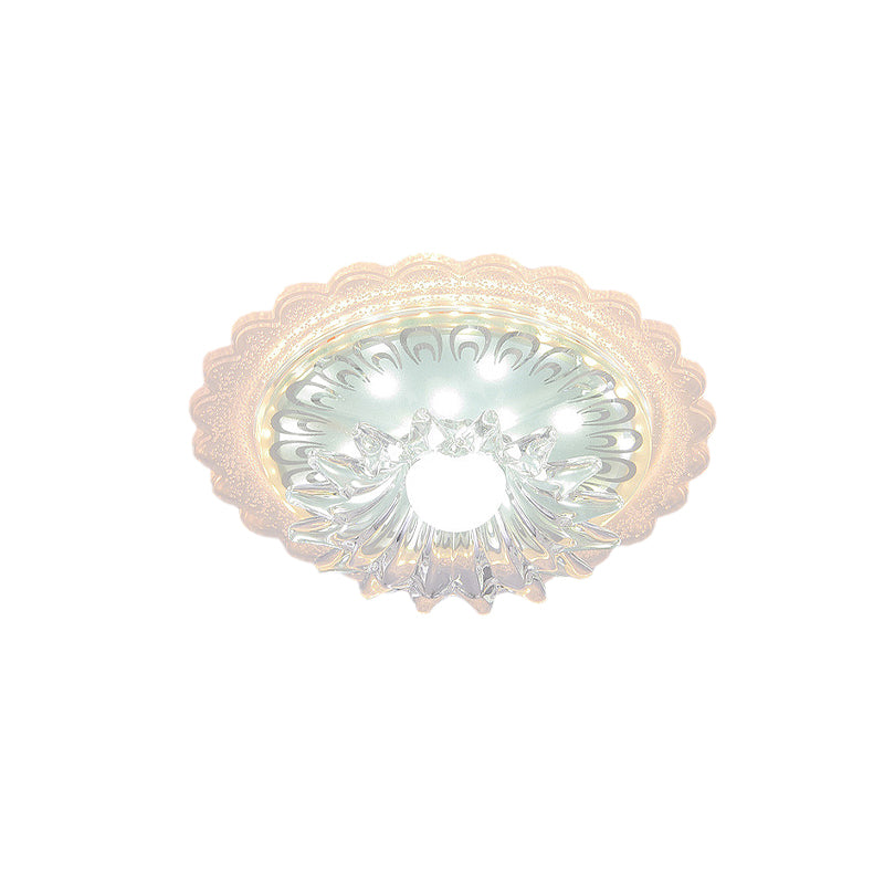 Scalloped Clear Crystal Mini Ceiling Lamp Simplicity Passageway LED Flush Mount Recessed Lighting