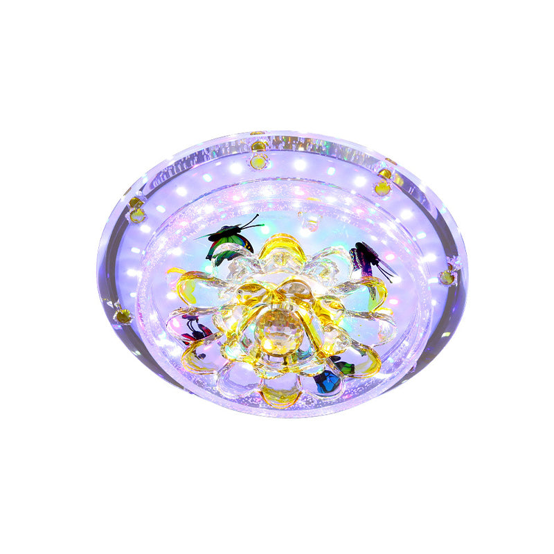 Seedy Crystal Yellow Flushmount Petals Rounded Modern LED Flush Mount Ceiling Light Fixture in Warm/White Light