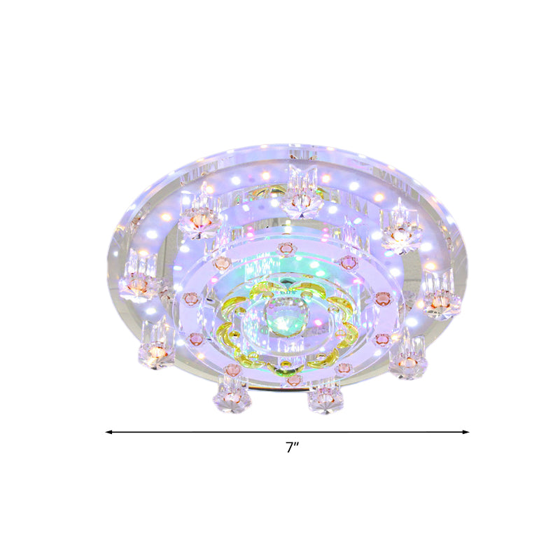 Crystal Floweret Small Flush Light eigentijdse ingang LED -plafond gemonteerde lamp in geel