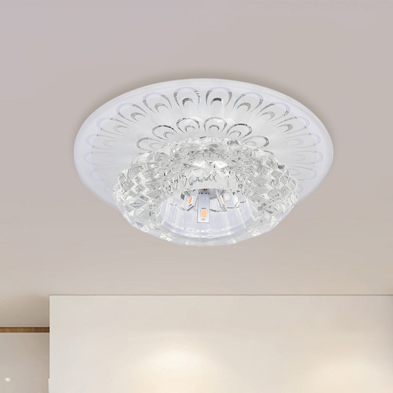 Layered Flower Hotel Flush Mount Modernism Clear Crystal 5.5"/7" Wide LED Ceiling Light Fixture in Warm/White/Multi-Color Light