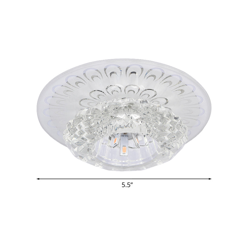 Layered Flower Hotel Flush Mount Modernism Clear Crystal 5.5"/7" Wide LED Ceiling Light Fixture in Warm/White/Multi-Color Light