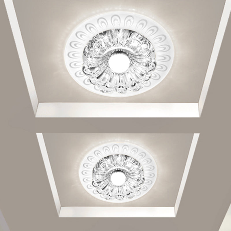 Moderniste Blooming Flush Lightture Clear Crystal LED Plafond Mount Mount en lumière chaude / blanche