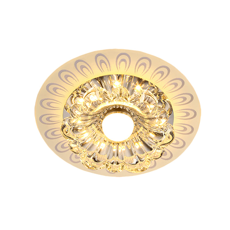 Modernist Blooming Flush Light Fixture Clear Crystal LED Ceiling Mount Lamp in Warm/White Light