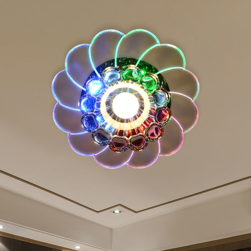 Asle floral Flush Mount Plafond Light Modern Style Clear Crystal LED Flushmount Lampe en lumière chaude / multi-couleurs