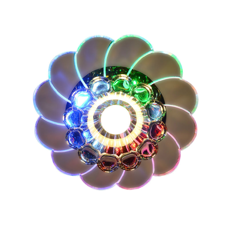 Floral Aisle Flush Mount Ceiling Light Modern Style Clear Crystal LED Flushmount Lamp in Warm/Multi Color Light