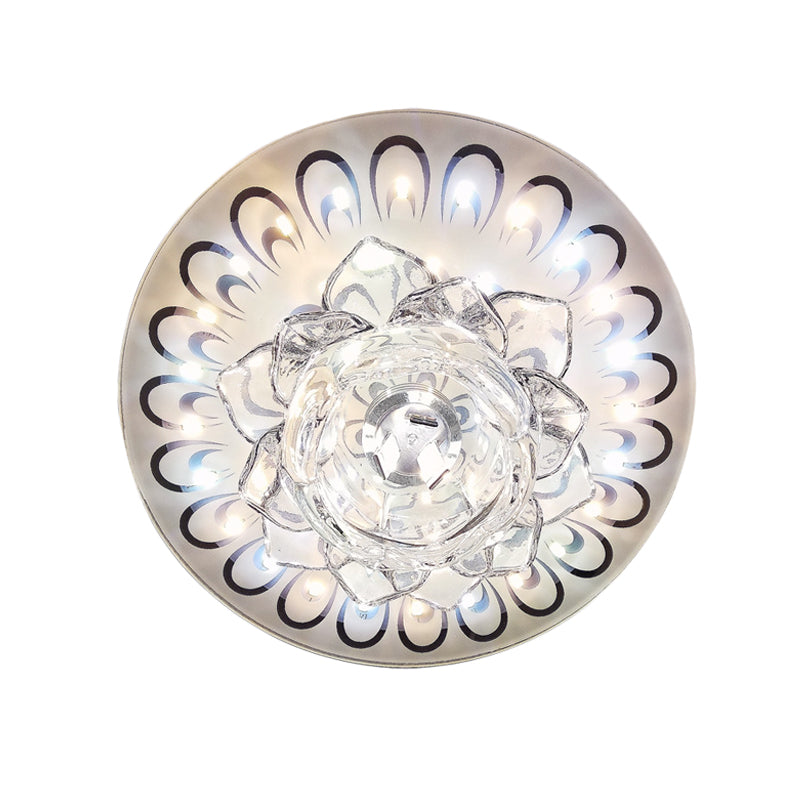 Crystal White Flushmount Flower Blooming Modern LED Flush Mounted Ceiling Light in Warm/White Light