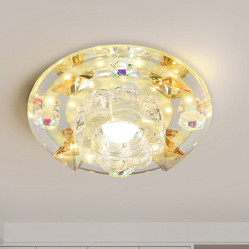 Butterfly Mini Led Flush Mount Lamp Modernism Blauw/Amber Crystal Plafond Light Compestuur