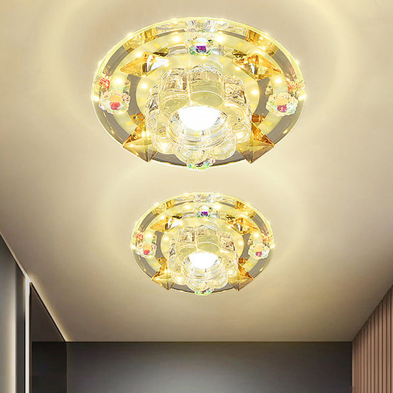 Butterfly Mini Led Flush Mount Lamp Modernism Blauw/Amber Crystal Plafond Light Compestuur