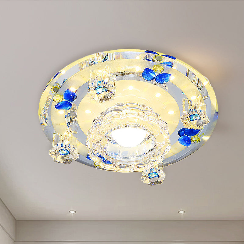 Butterfly Mini Led Flush Mount Lamp Modernism Blauw/Amber Crystal Plafond Light Compestuur