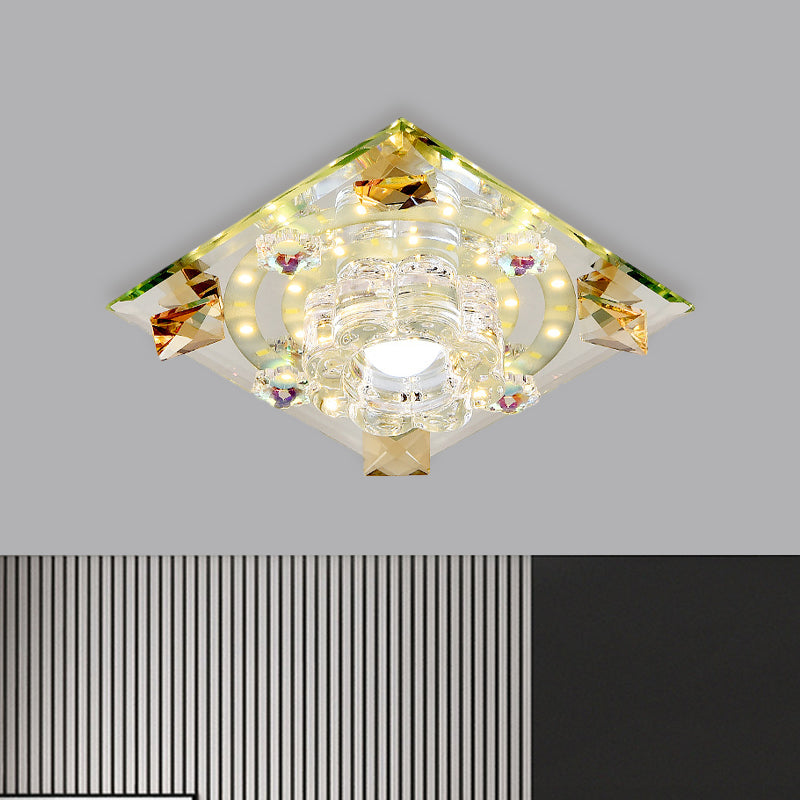 Kristall-LED-Einbauleuchte, moderner Stil, violetter Schmetterling/bernsteinfarbener Edelstein, Korridor-Deckenleuchte