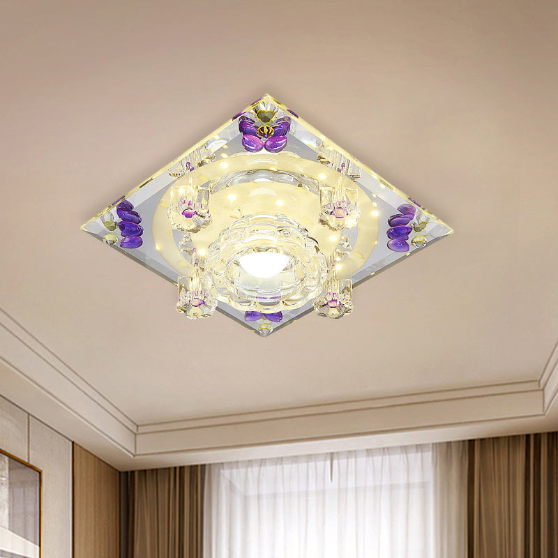 Cristal LED encastré luminaire style moderne PAPILLON VIOLET / ambre gemme couloir plafonnier