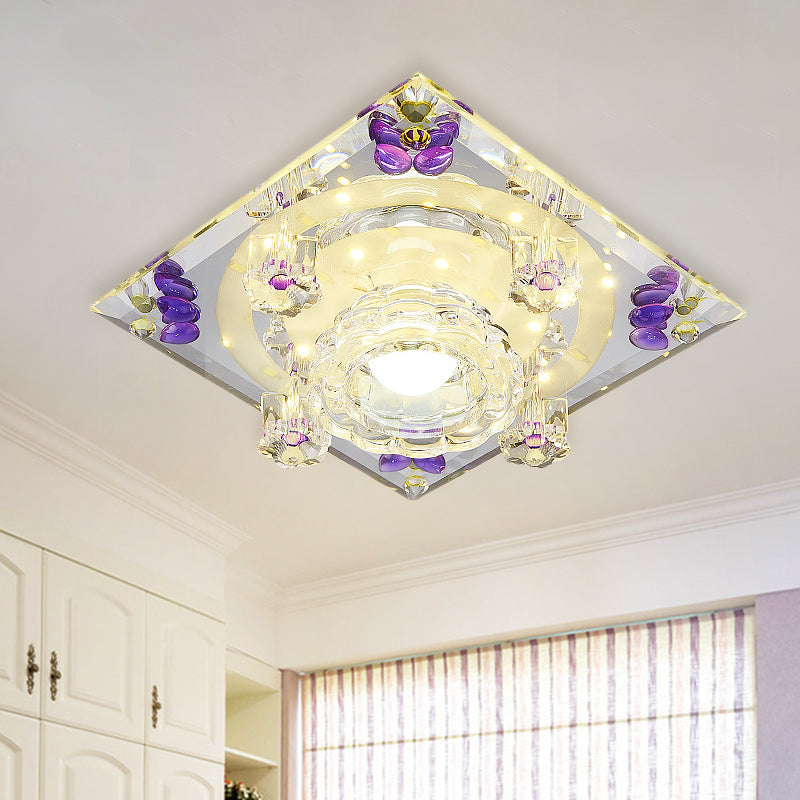 Cristal LED encastré luminaire style moderne PAPILLON VIOLET / ambre gemme couloir plafonnier