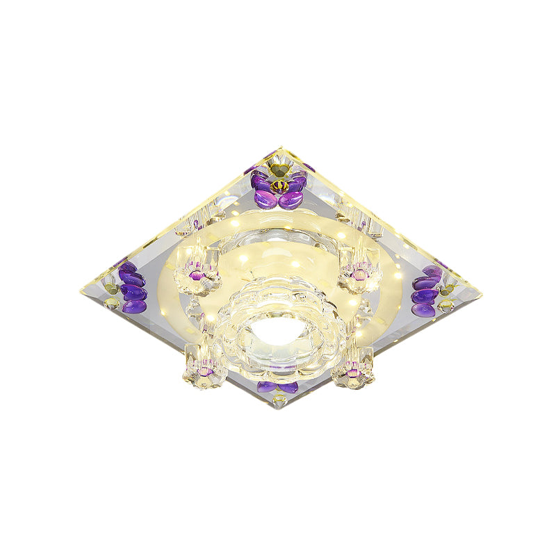 Cristal LED encastré luminaire style moderne PAPILLON VIOLET / ambre gemme couloir plafonnier