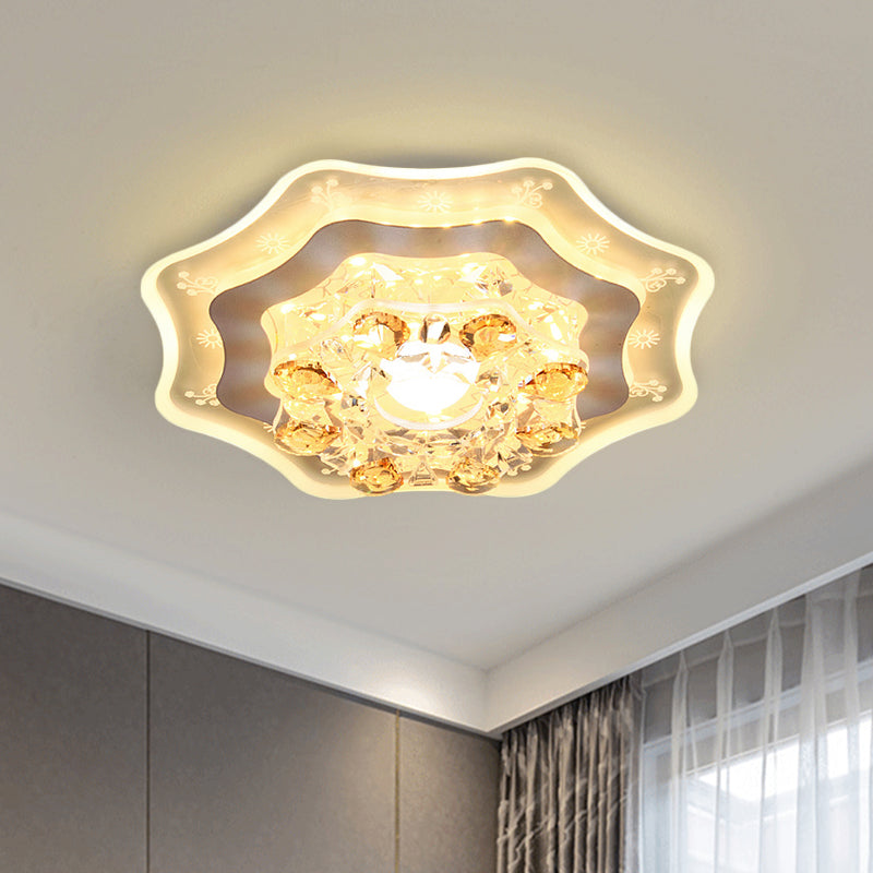 LED Flushmount Recessed Lighting Modern Geometric/Round Clear Crystal Flush Ceiling Light for Foyer