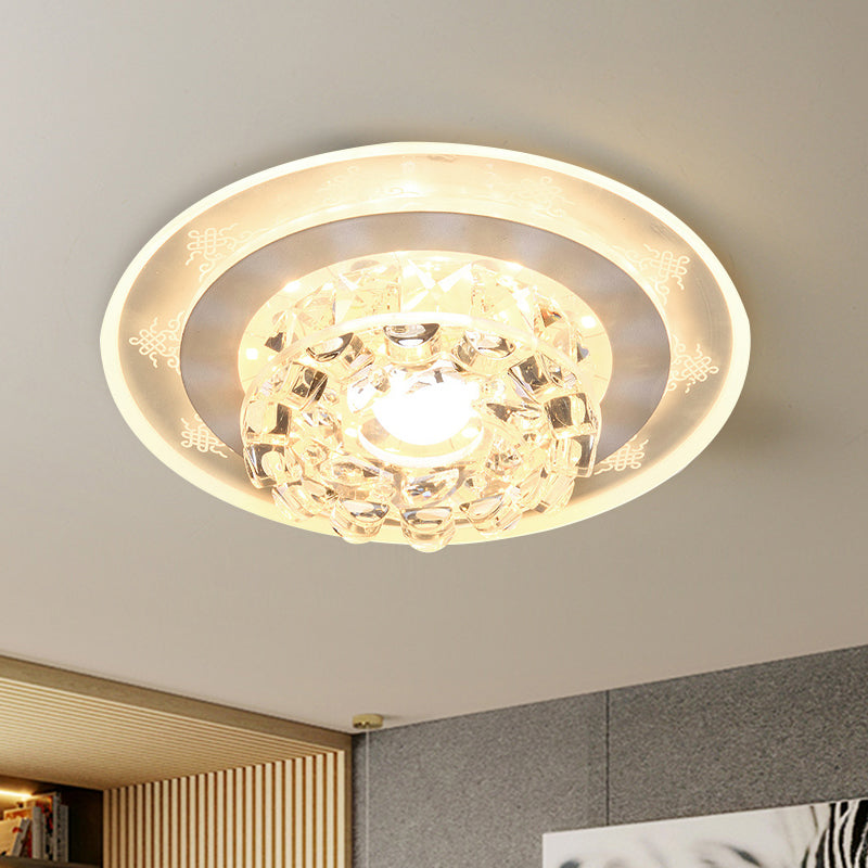 LED Flushmount Recessed Lighting Modern Geometric/Round Clear Crystal Flush Ceiling Light for Foyer