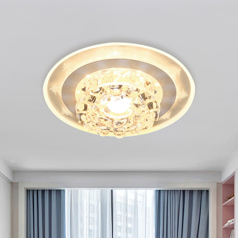 LED Flushmount Recessed Lighting Modern Geometric/Round Clear Crystal Flush Ceiling Light for Foyer