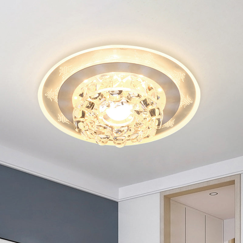 LED Flushmount Recessed Lighting Modern Geometric/Round Clear Crystal Flush Ceiling Light for Foyer