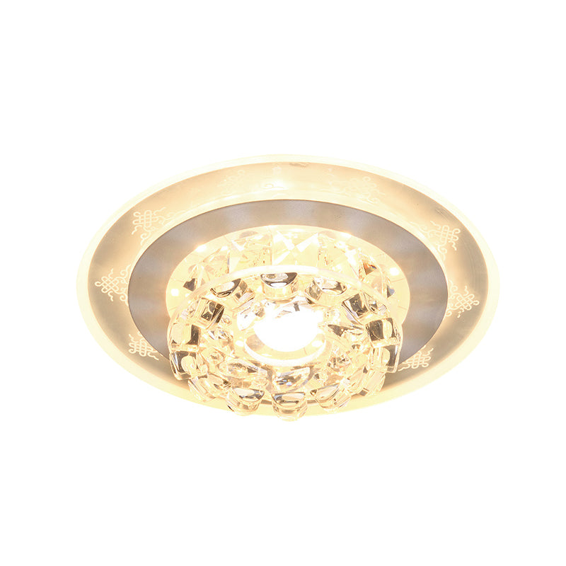 LED Flushmount Recessed Lighting Modern Geometric/Round Clear Crystal Flush Ceiling Light for Foyer