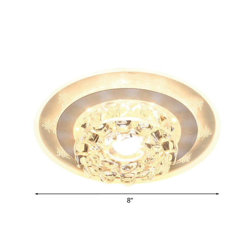 LED Flushmount Recessed Lighting Modern Geometric/Round Clear Crystal Flush Ceiling Light for Foyer