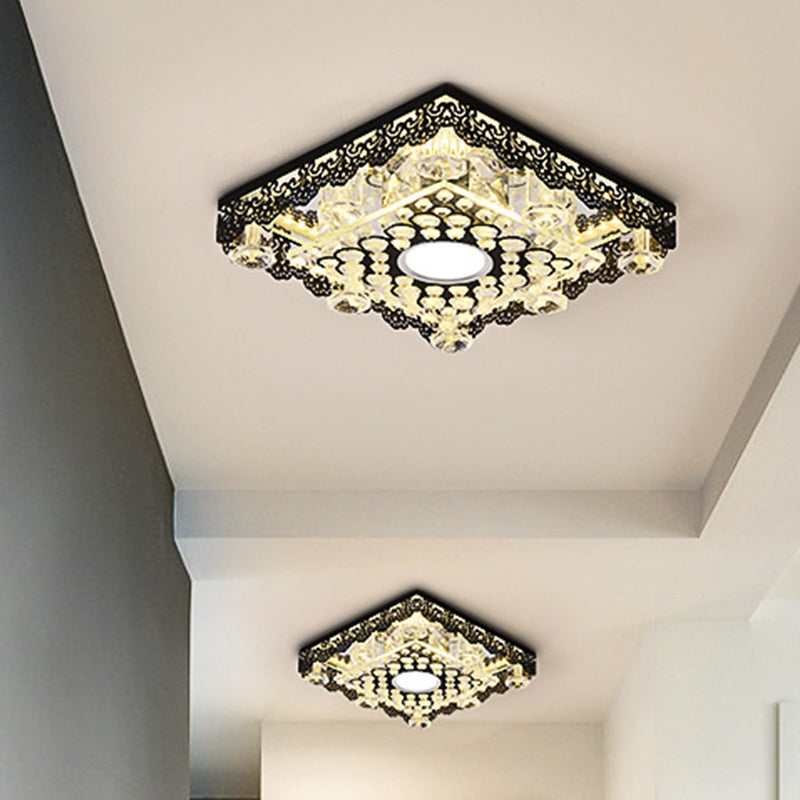 Crystal Black Filo Light Floral-Trim LED contemporaneo Viaggio vicino alla lampada del soffitto