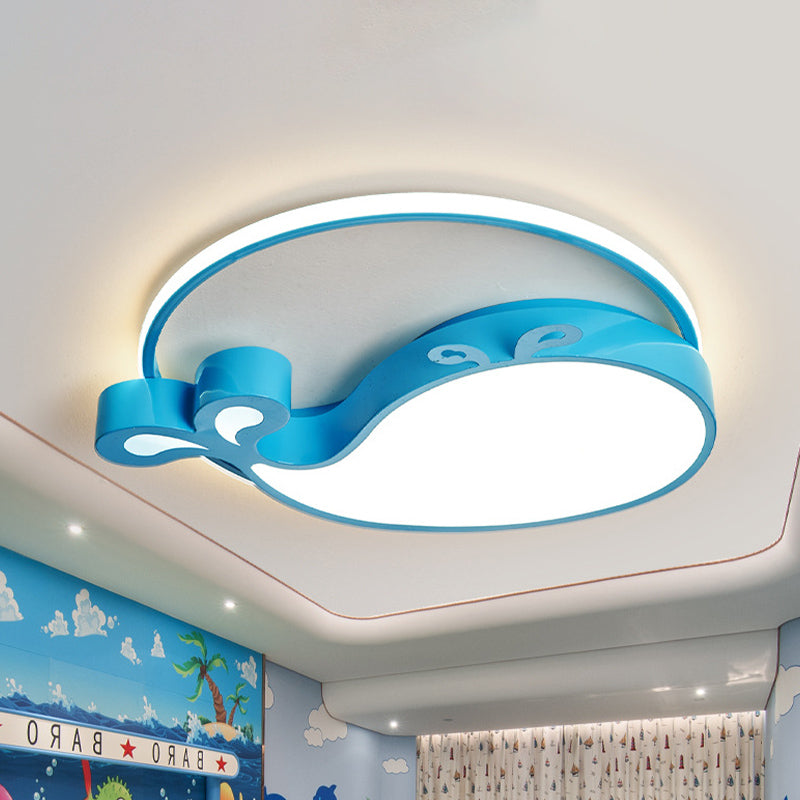 Cartoon LED Flush Ceiling Light Blue Car/Elephant/Violin Flush Mounted Lamp with Acrylic Shade for Nursery